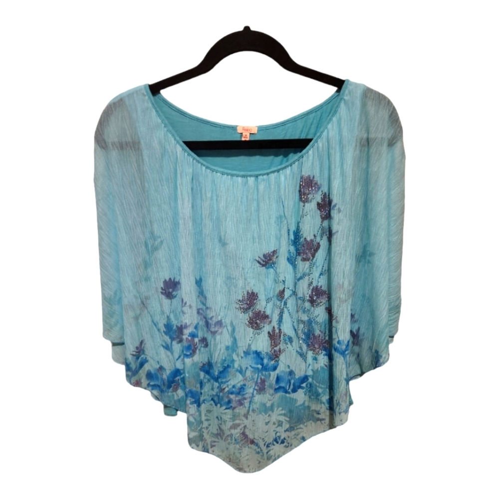 Reba sheer poncho shirt with tank top liner
